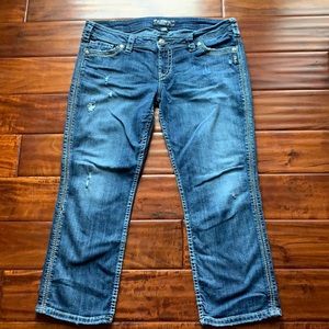 Silver distressed capris